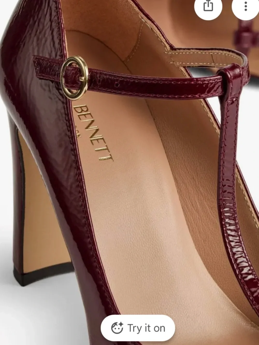 LK Bennett Burgundy Patent T‑Bar Pumps - Picture 3 of 13